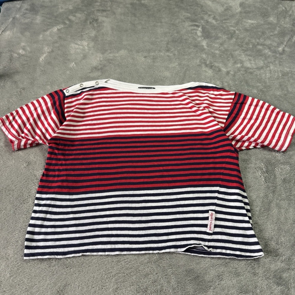 VTG 90s Pierre Cardin Boxy Striped Boat Neck Tshirt Womens‎ M Oversized Retro